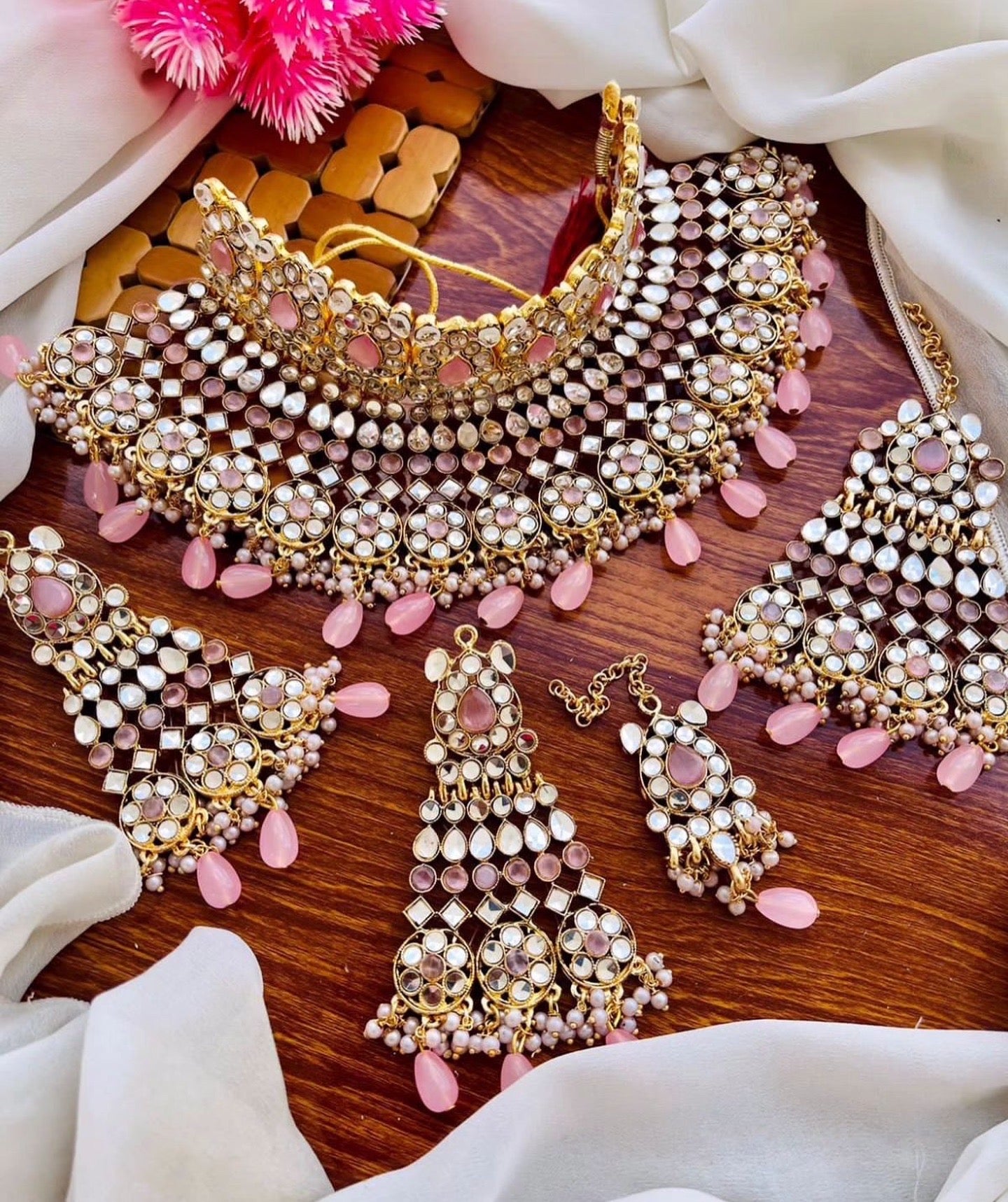 Heavy bridal Choker & collar necklace set