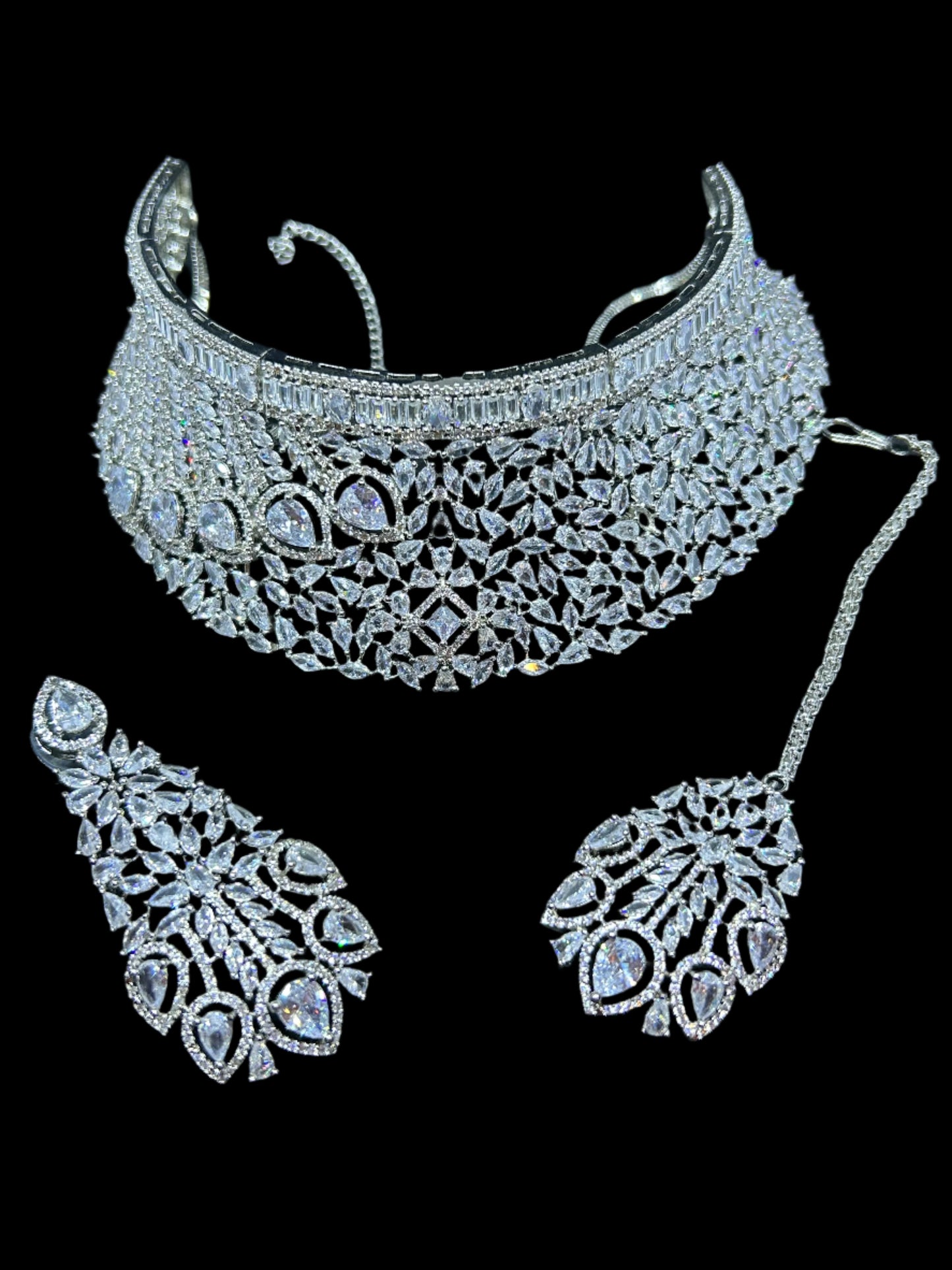 American diamond collar necklace set