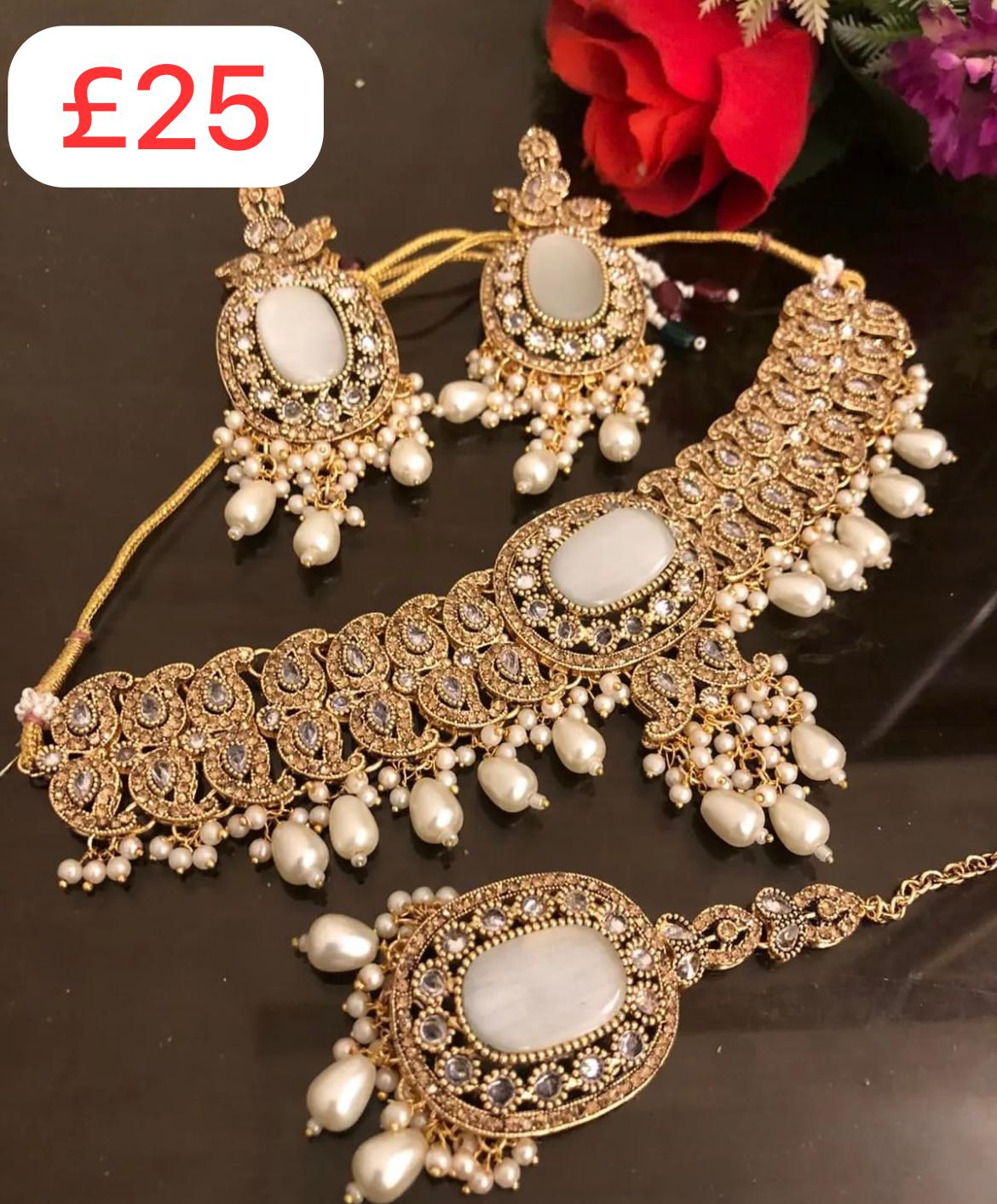 Heavy bridal Choker & collar necklace set
