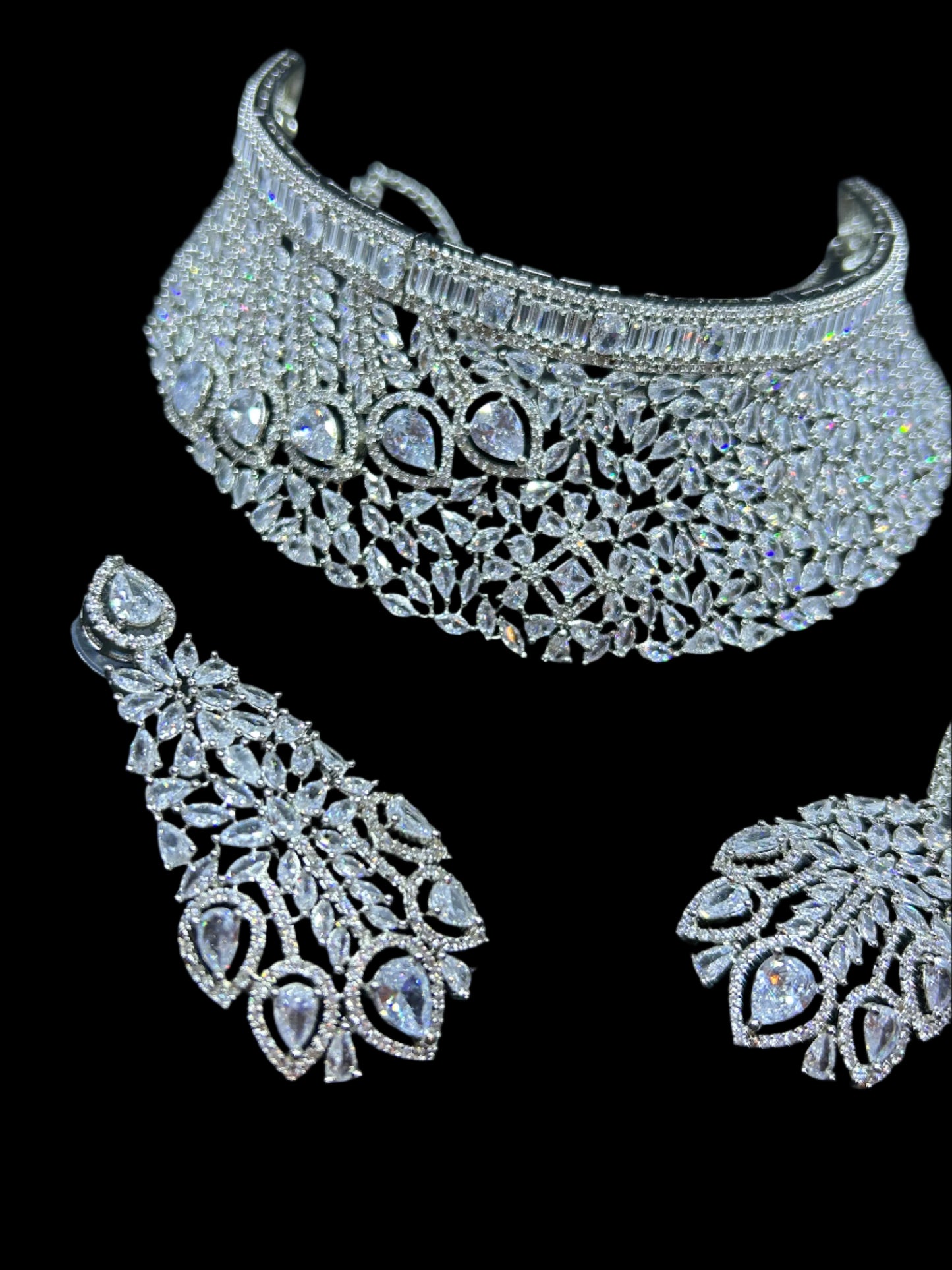American diamond collar necklace set