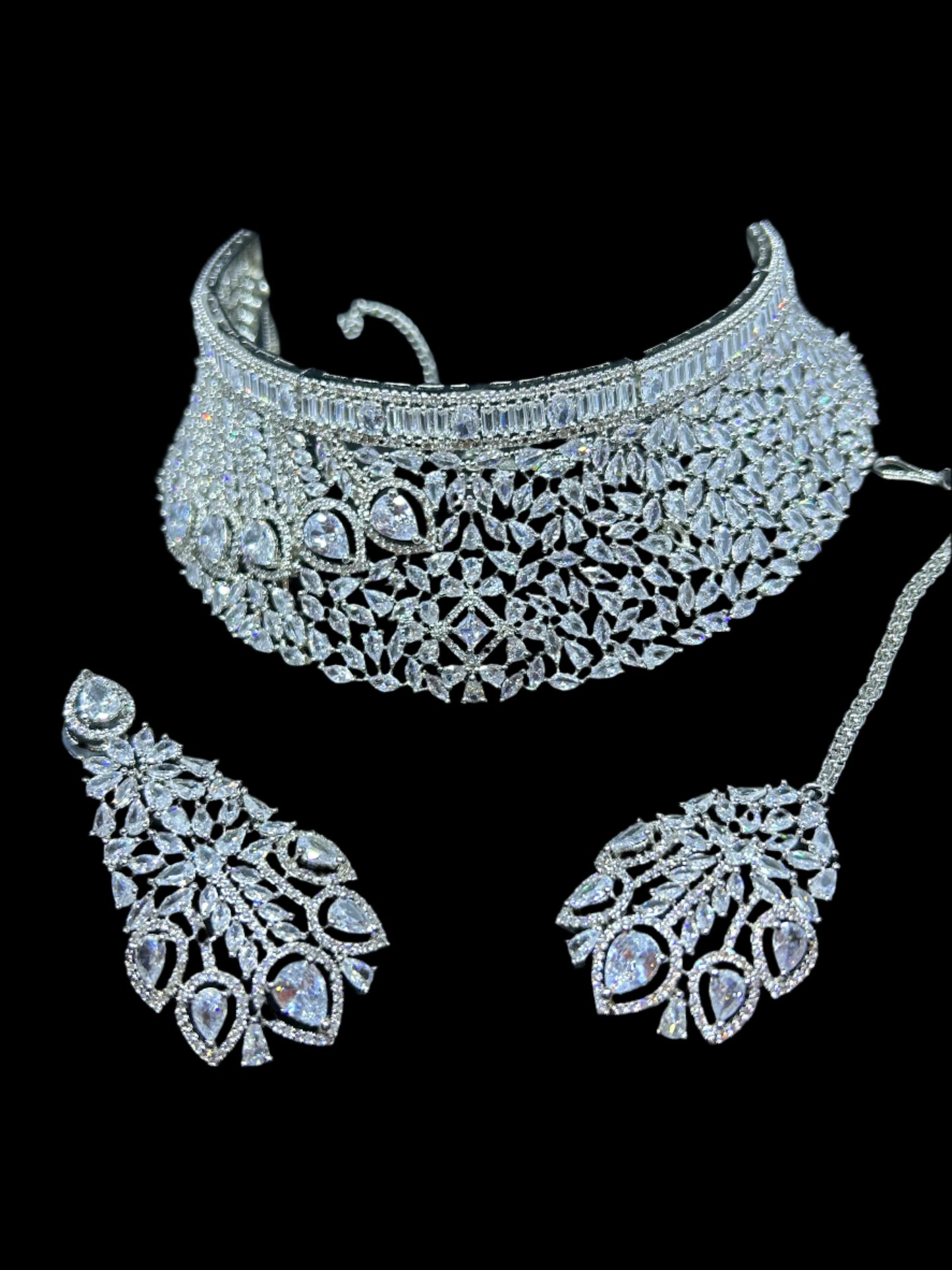 American diamond collar necklace set