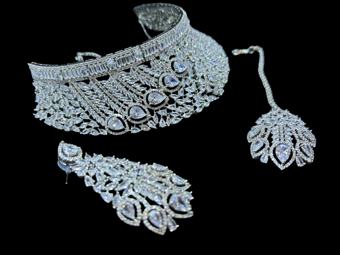 American diamond collar necklace set