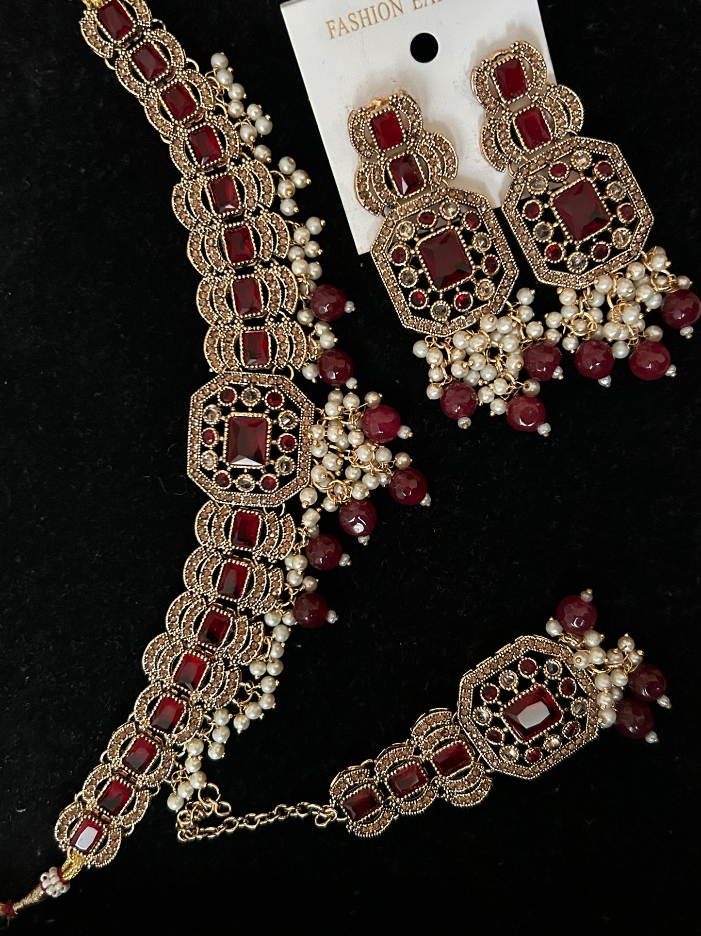 Red necklace set | necklace set | gold necklace