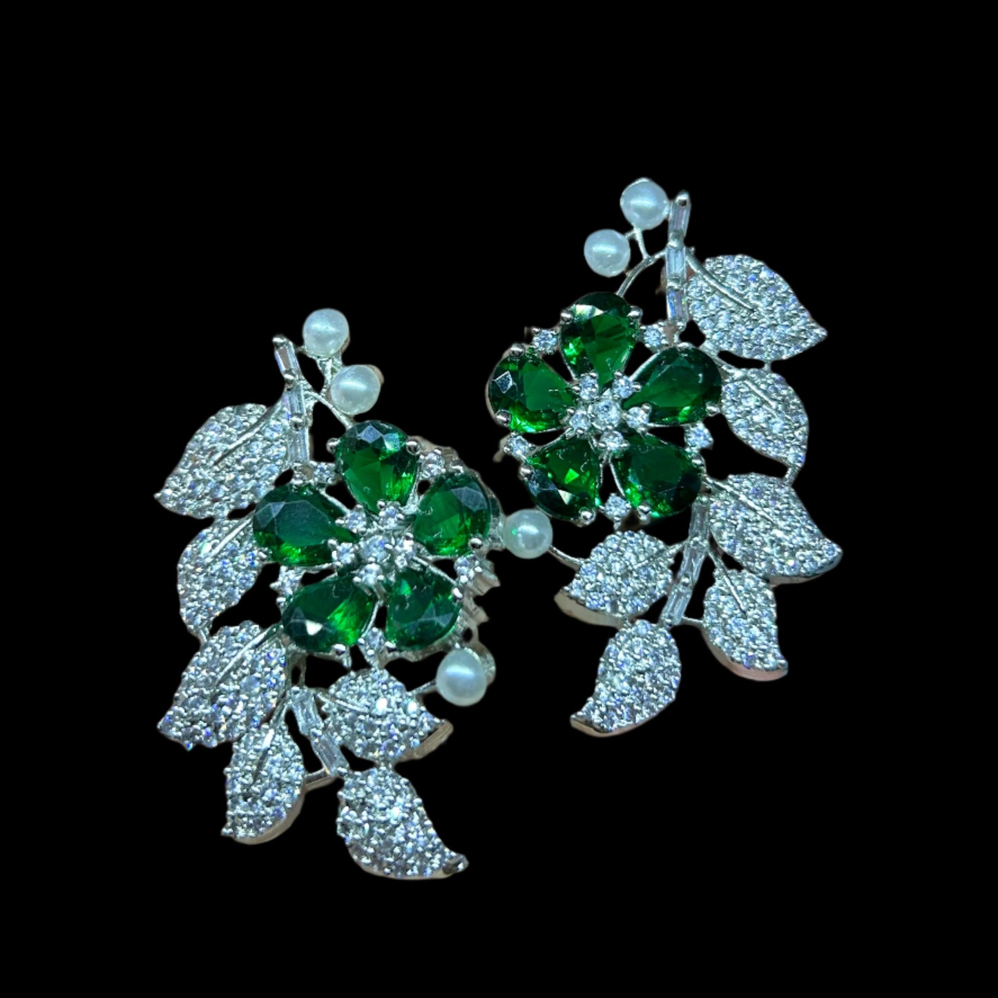 AD earrings | silver earrings | Emrald earrings