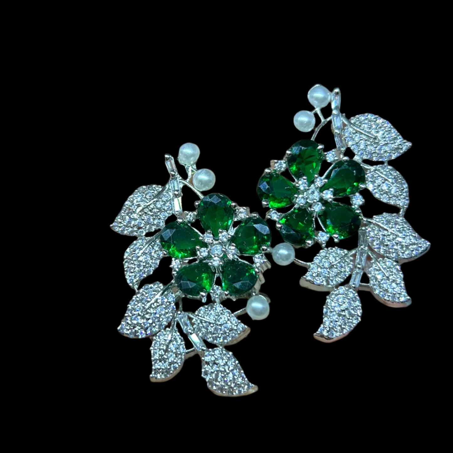 AD earrings | silver earrings | Emrald earrings