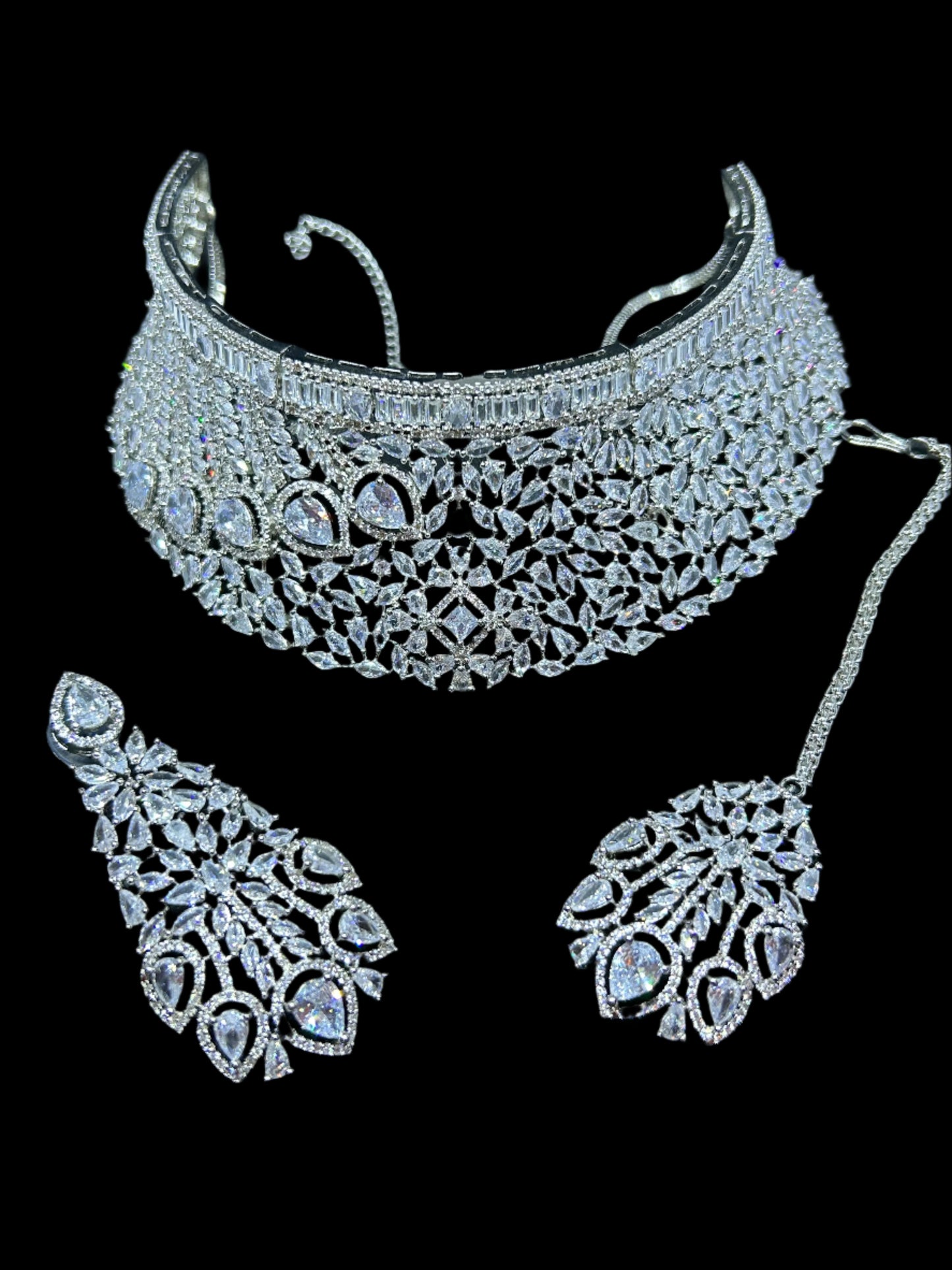American diamond collar necklace set