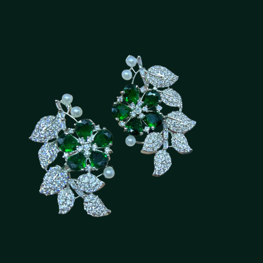 AD earrings | silver earrings | Emrald earrings