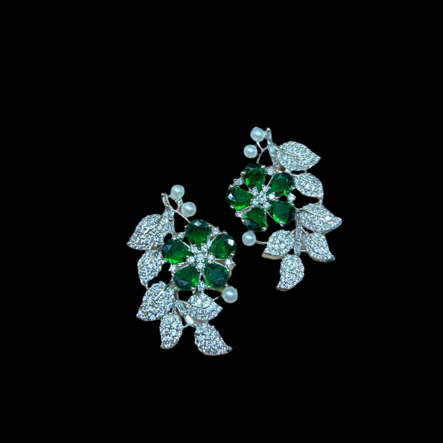 AD earrings | silver earrings | Emrald earrings
